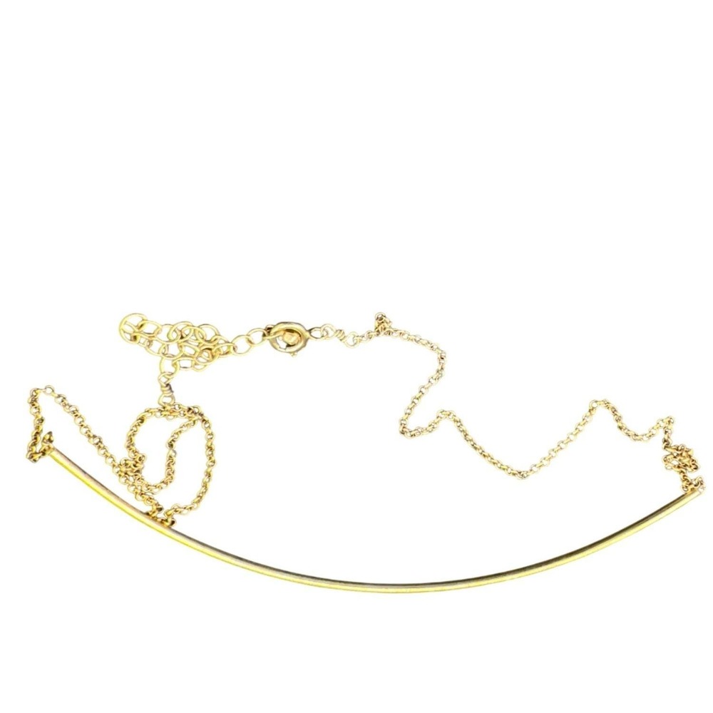 10K Gold Plated 925‎ Sterling Silver Bar Necklace Adjustable 15 17" MCM